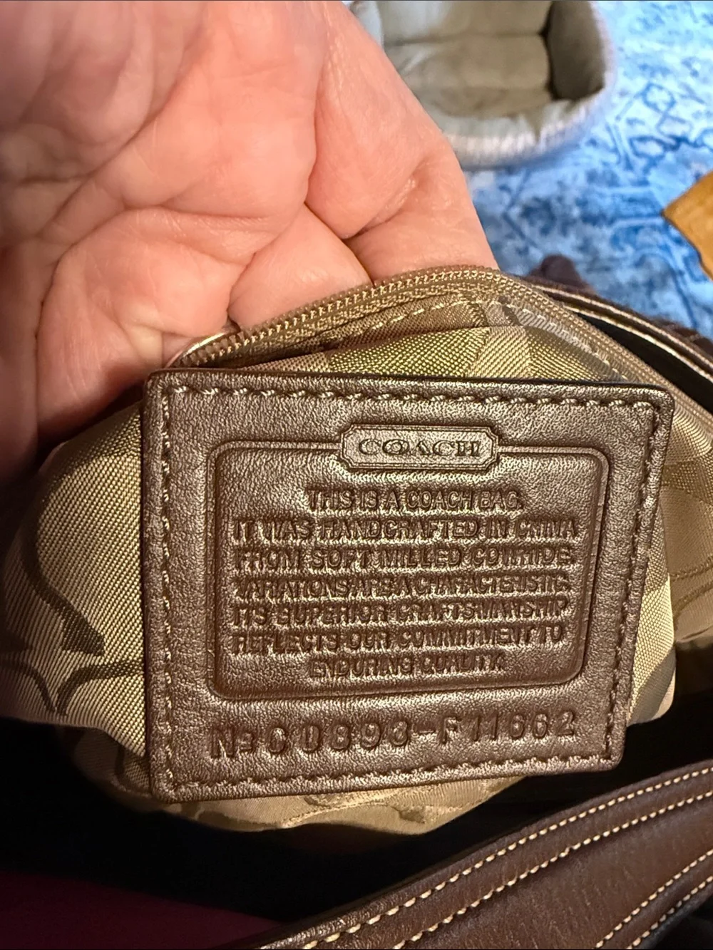 COACH Men's Brown Leather Messenger Crossbody with Signature Lining